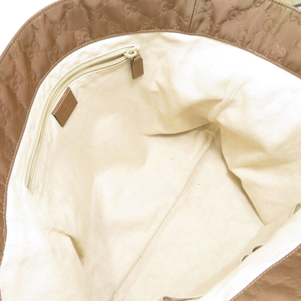 Gucci brown leather bag trim canvas tote GG - Picture 5 of 11